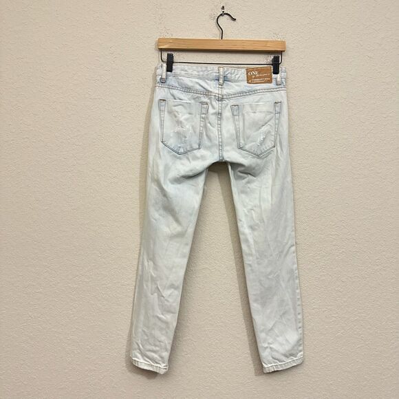 ONE x ONE TEASPOON Trashed Freebirds Distressed Ripped Jeans Ankle Zip - Picture 7 of 16